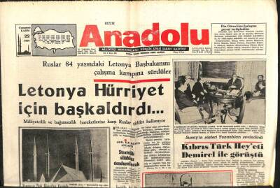 Bizim Anadolu Gazetesi 22 Kasım 1969 - Letonya Hürriyet İçin Başkaldırdı GZ103346 - 1