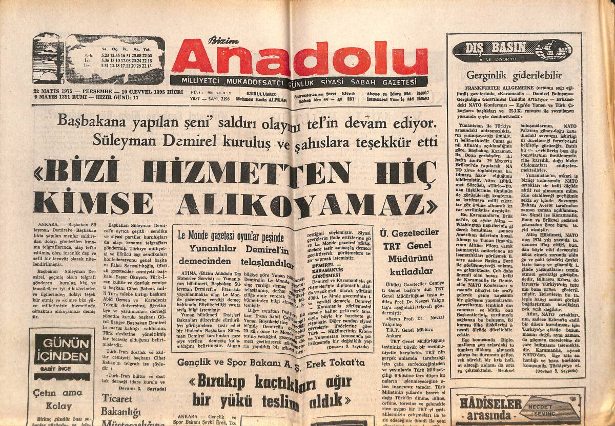 Bizim Anadolu Gazetesi 22 Mayıs 1975 - Yeşilay'ın Kompozisyon Yarışması Sonuçlandı GZ140857 - 1