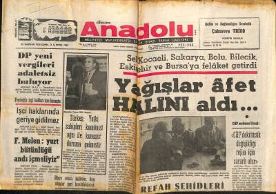 Bizim Anadolu Gazetesi 23 Haziran 1972 - DP Yeni Vergileri Adaletsiz Buluyor GZ83833 - 1