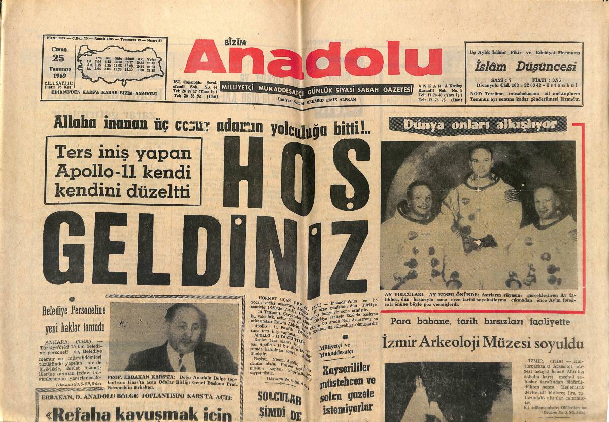 Bizim Anadolu Gazetesi 25 Temmuz 1969 - İzmir Arkeoloji Müzesi Soyuldu - Beşiktaş Popa Ve Lica İle Mukavele Yaptı! GZ140631 - 1