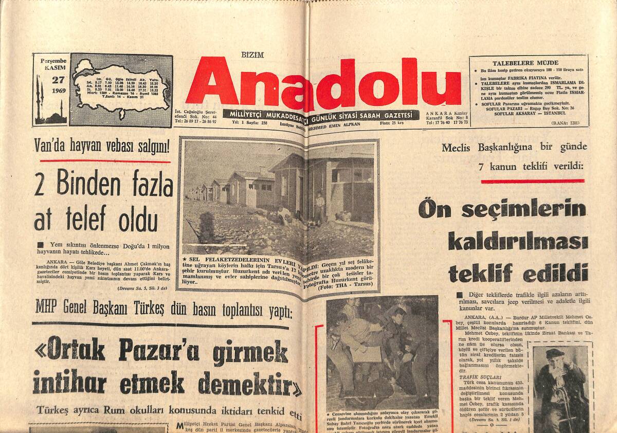 Bizim Anadolu Gazetesi 27 Kasım 1970 - Galatasaray Üçüncü Turda - Yeşil Sahaların Kralı Pele GZ140998 - 1