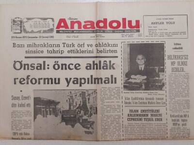 Bizim Anadolu Gazetesi - 29 Kasım 1972 - Önsal Önce Ahlak Reformu Yapılmalı GZ111806 - 1