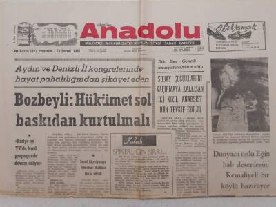 Bizim Anadolu Gazetesi - 30 Kasım 1972 - Bozbeyli Hükümet Sol Baskıdan Kurtulmalı GZ111805 - 1