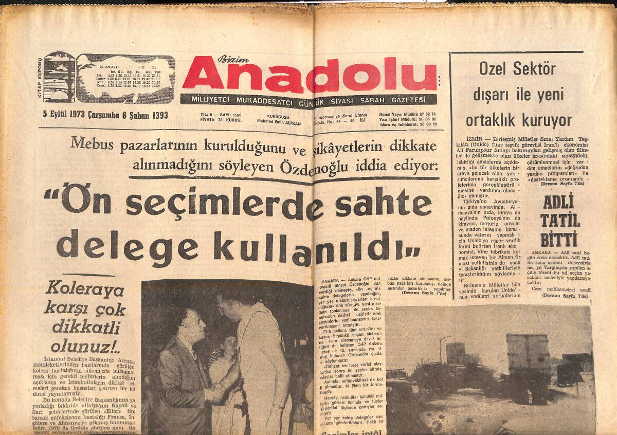 Bizim Anadolu Gazetesi 5 Eylül 1973 - Kraliçe Elizabeth İnönü'ye Ne Dedi - Galatasaray'ı Mağlup Etmek Eskişehirspor'a Hız Kazandırdı GZ138968 - 1