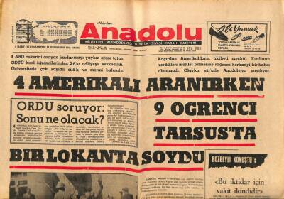 Bizim Anadolu Gazetesi 8 Mart 1971 - 4 Amerikalı Aranırken 9 Öğrenci Tarsusta Bir Lokanta Soydu GZ93286 - 1