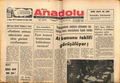 Bizim Anadolu Gazetesi 9 Mart 1974 - Arap Petrol Bakanları Çarşamba Günü Kahirede Toplanacak GZ90131 - 1