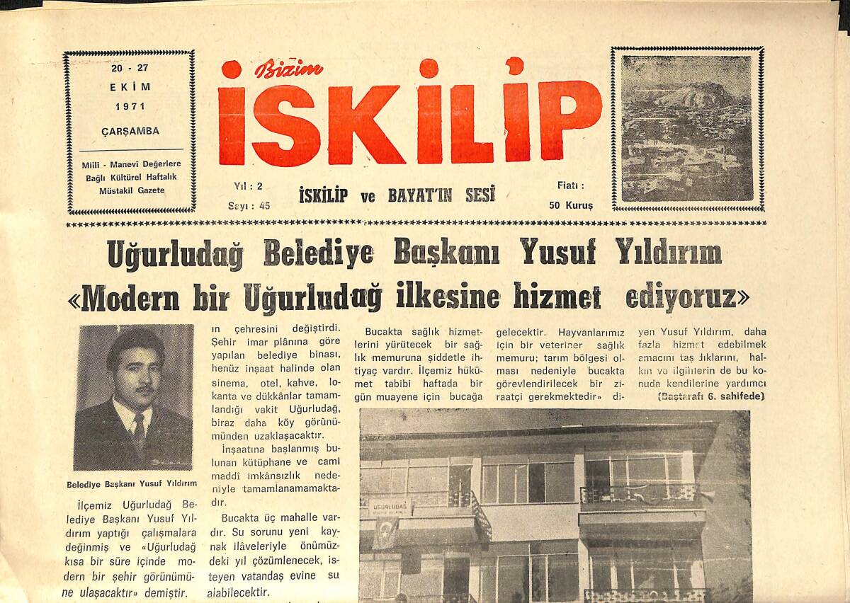 Bizim İskilip Gazetesi 20 - 27 Ekim 1971 - Gelin Götüren Traktör Dereye Uçtu - İki Jandarma Bir Traktöre Ateş Açtı 