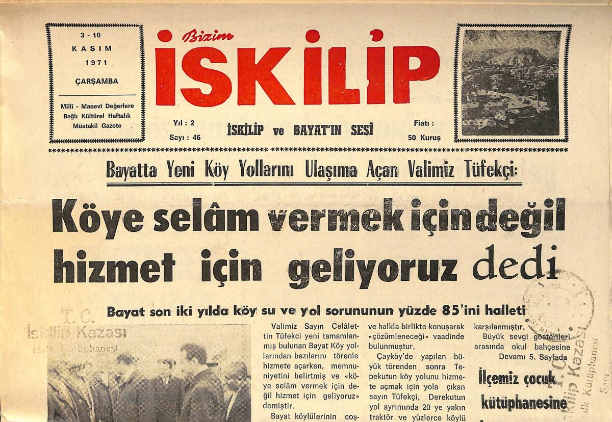 Bizim İskilip Gazetesi 3 - 10 Kasım 1971 - İlçemiz Okullarında 