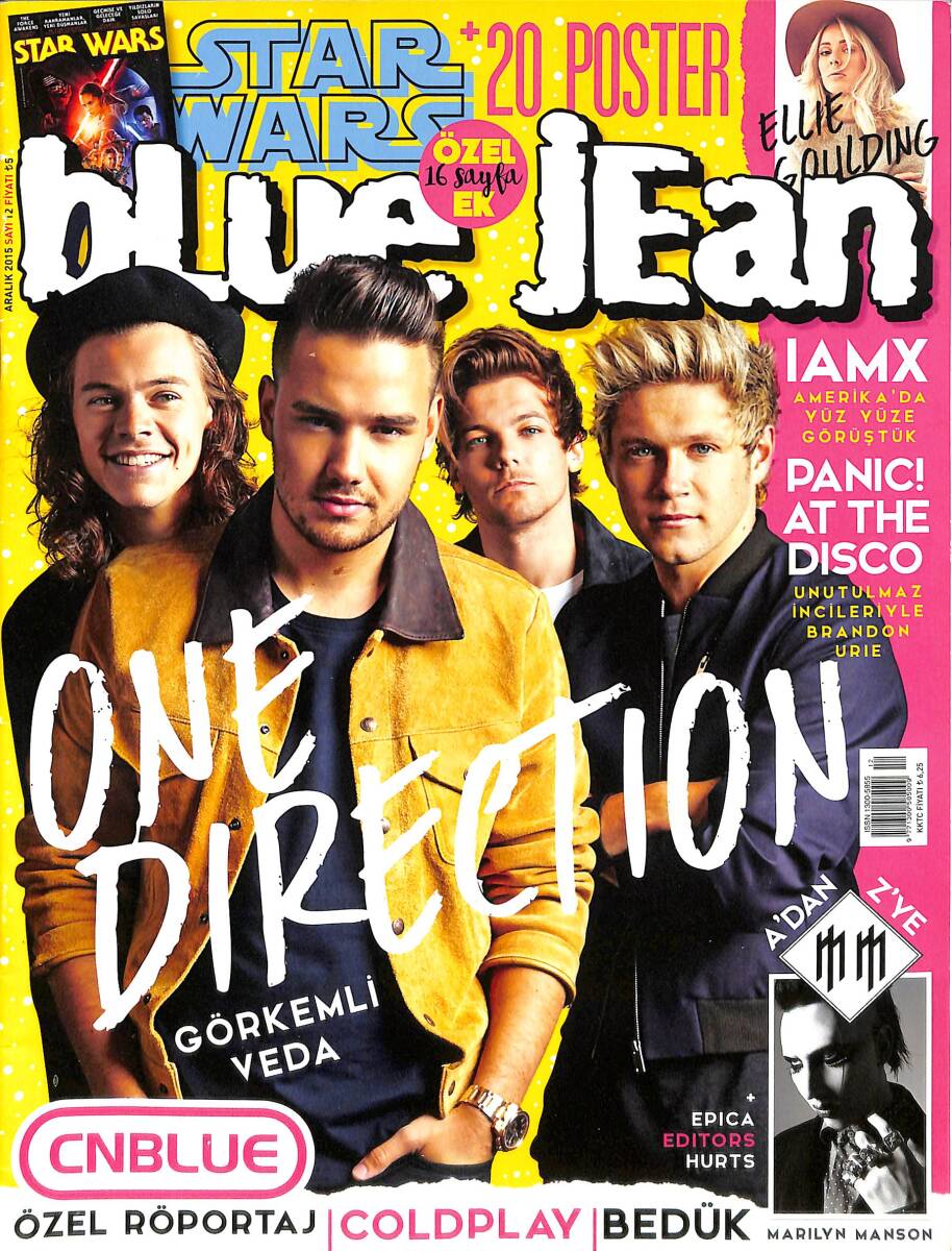 Blue Jean Dergisi Aralık 2015 Sayı: 12 – Kapak: One Direction – Chris Brown – Jessica Jones – CNBLUE Grubu – The Beatles Poster NDR101980 - 1