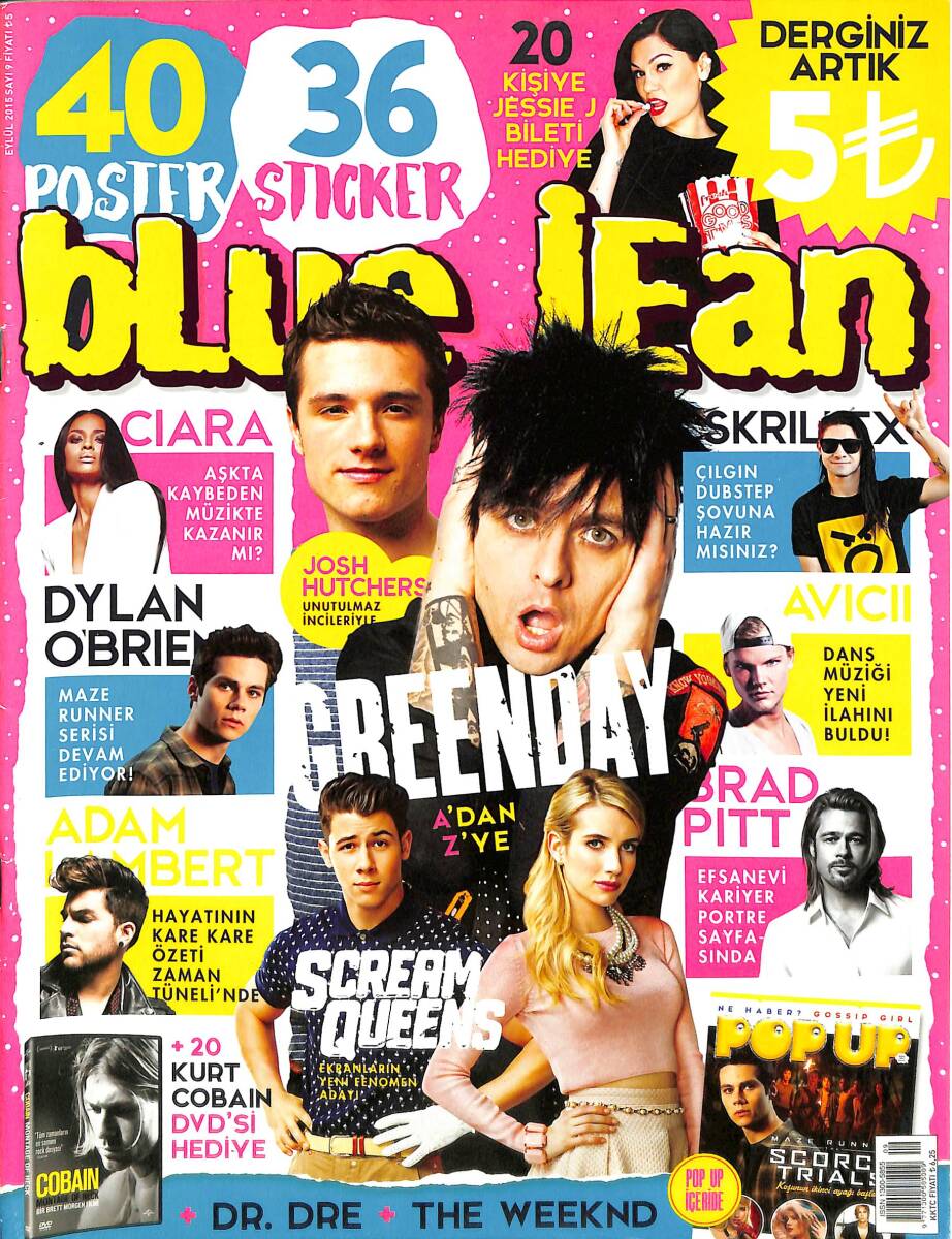 Blue Jean Dergisi Eylül 2015 Sayı: 9 – Brad Bitt – Josh Hutcherson – Gümüşlükspor – Zeytinlik Rock Festivali – Kaan Tangöze NDR101979 - 1