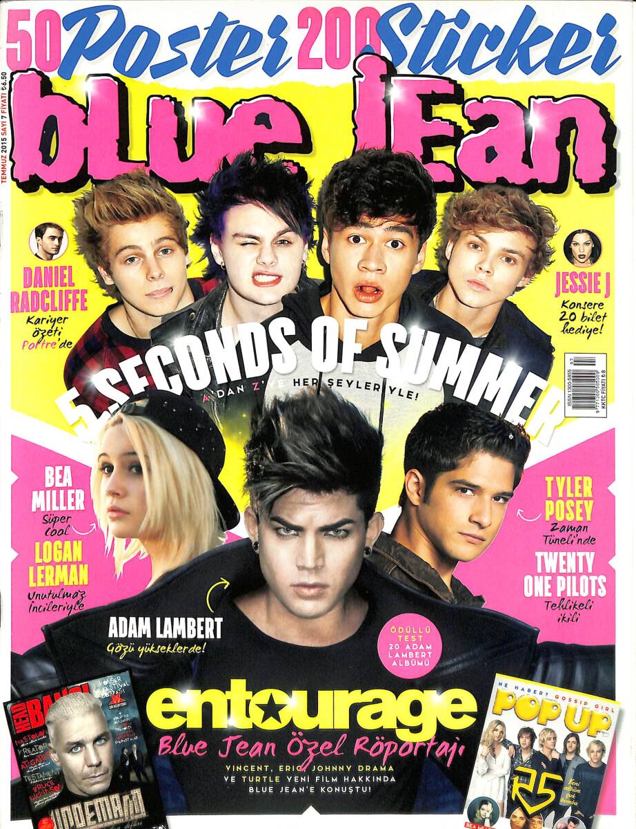 Blue Jean Dergisi Temmuz 2015 Sayı: 7 – Tyler Posey – Daniel Radcliffe – Emre Aydın – Hilary Duff 