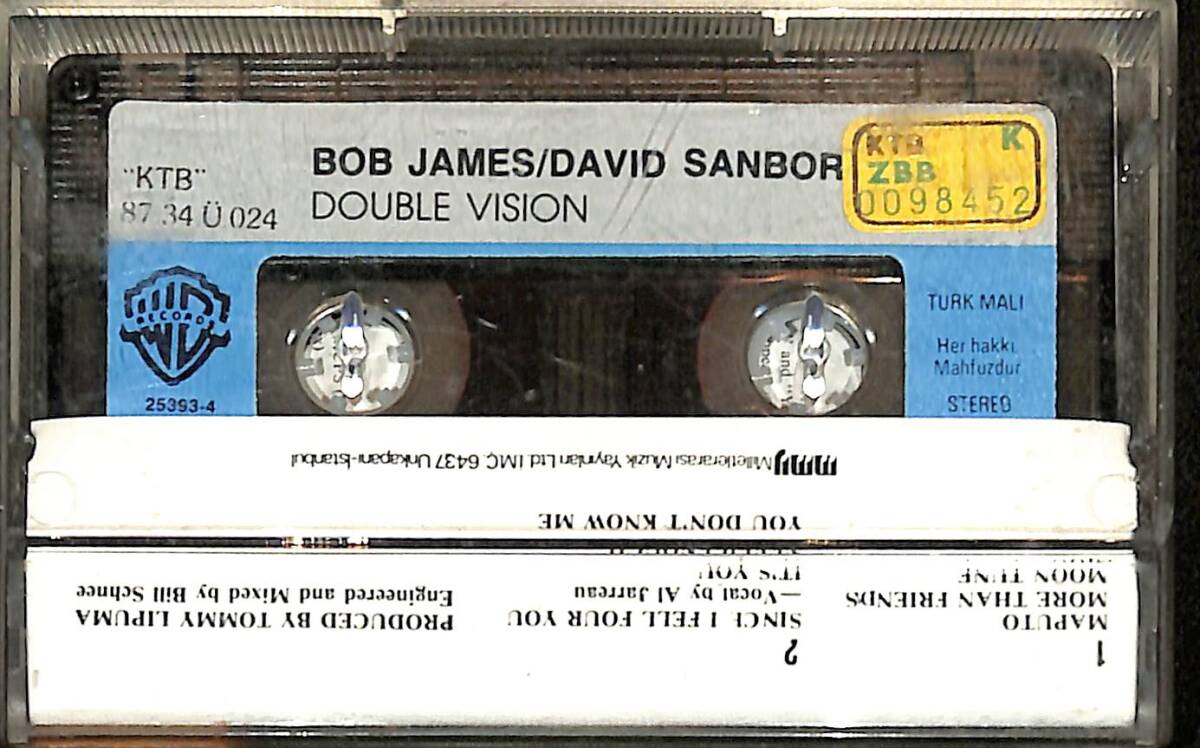 Bob James/David Sanbor - Double Vision Kaset (İkinci El Kaset) KST29746 - 2