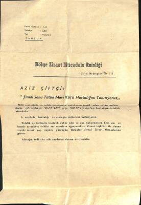 Bölge Ziraat Mücadele Reisliği Çiftçi Mektupları No 8 EFM(N)12099 - 1