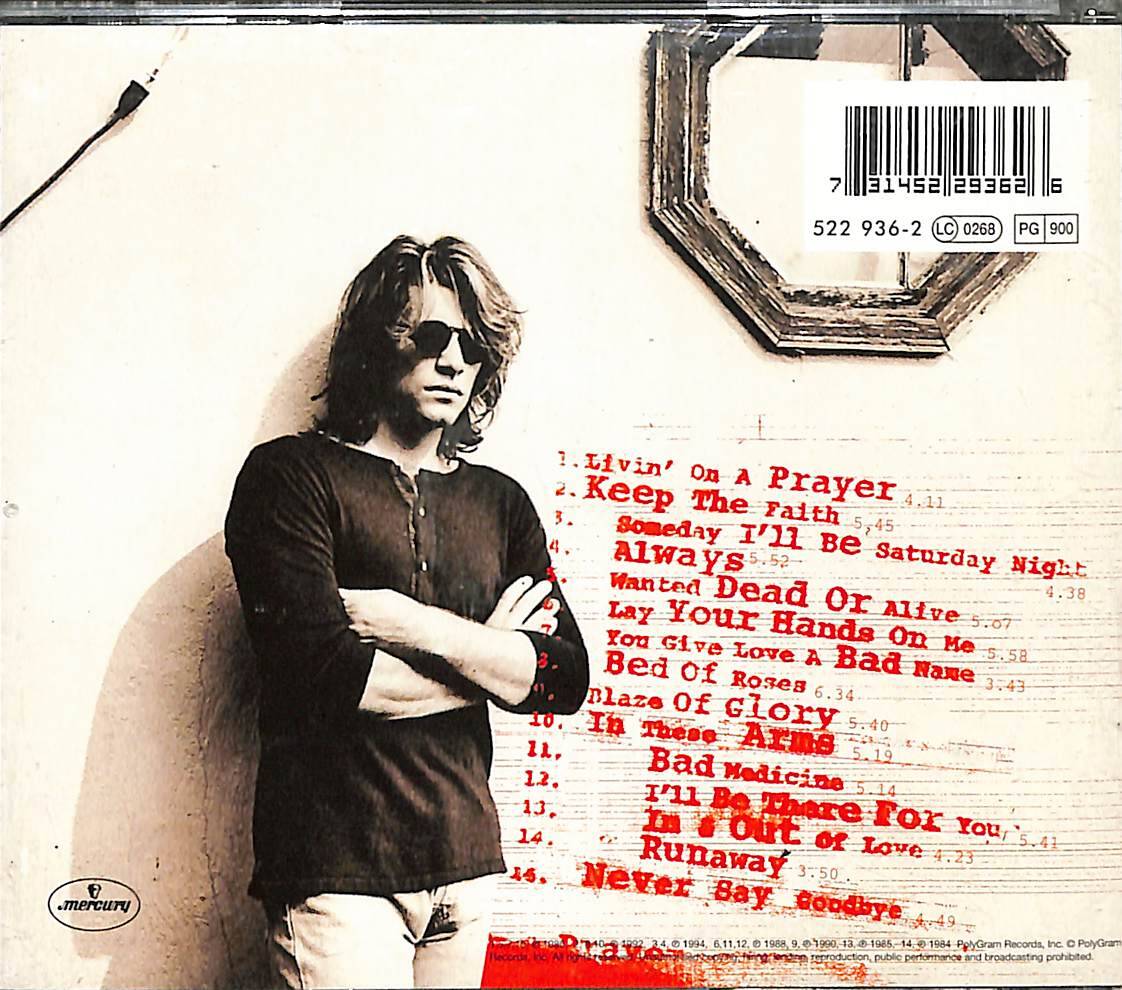 Bon Jovi – Cross Road: The Best Of Bon Jovi | Mercury Müzik CD (İkinci El - Orijinal Avrupa Baskısı - 1994) CD5943 - 2