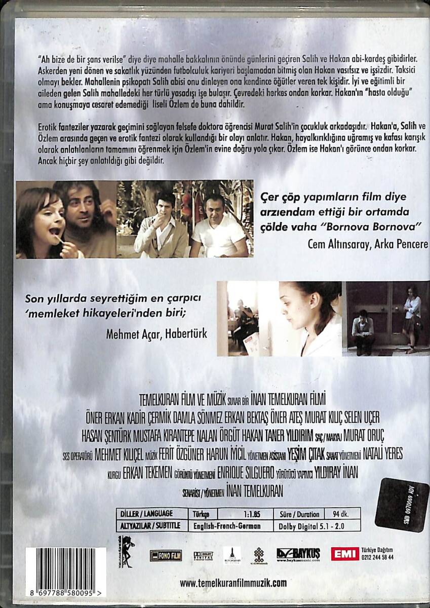 Bornova Bornova – Orijinal DVD (İkinci El) * Öner Erkan, Kadir Çermik, Damla Sönmez, Erkan Bektaş, Selen Uçer – 2009 * DVD2986 - 2