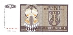 Bosna Hersek 10 Dinara 1992 ÇİL *Özel Seri* YKP8202 - 1