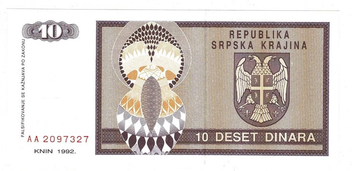 Bosna Hersek 10 Dinara 1992 ÇİL *Özel Seri* YKP8202 - 3