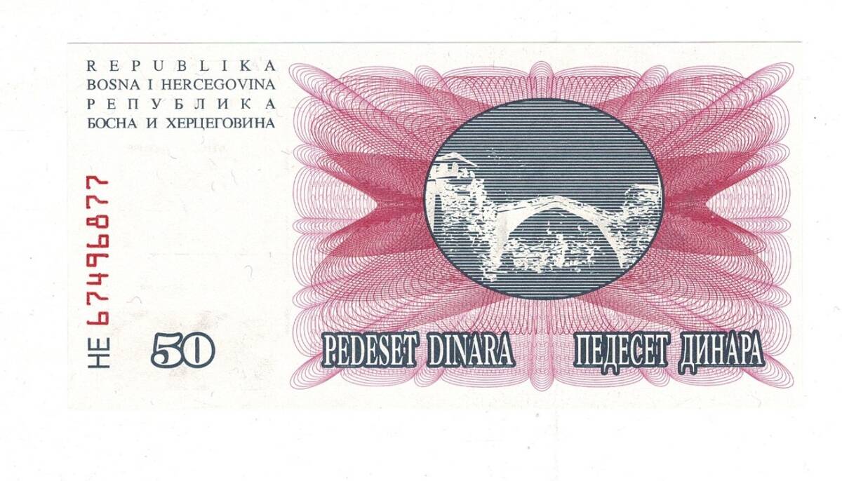 Bosna Hersek 50 Dinara 1992 ÇİL YKP8293 - 2