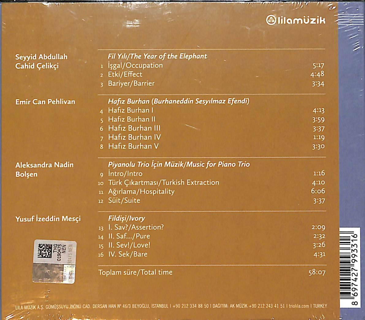 Bosphorus Trio - Piyanolu Üçlüler CD (Sıfır) CD4937 - 2