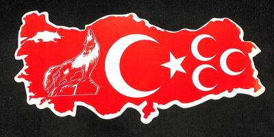 Bozkurt Ve Üç Hilal Simgeli Türkiye Sticker AKS1470 - 1
