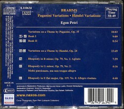 Brahms - Paganini Variations • Handel Variations CD (İkinci El) CD5481 - 2