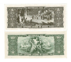 Brezilya 1 Centavo (Over Print) 5 Cruzeiros 1964 - ÇİL YKP7597 - 2