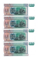 Myanmar 200 Kyats 2004 Seri Takipli (4 Adet ) ÇİL YKP8446 - 2