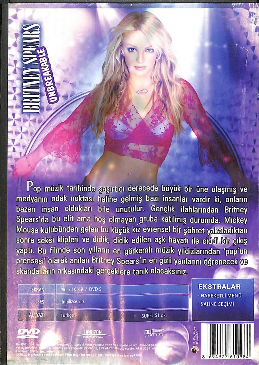 Britney Spears Unbreakable - Kırılmaz DVD Film (İkinci El) DVD2783 - 2