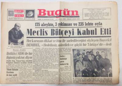 Bugün Gazetesi 1 Mart 1967 - Meclis Bütçeyi Kabul Etti GZ53134 - 1