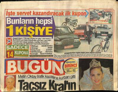 Bugün Gazetesi 14 Eylül 1991 - Metin Oktay Trafik Kazasına Kurban Gitti GZ75197 - 1