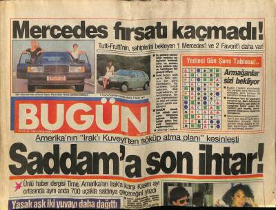 Bugün Gazetesi 19 Eylül 1990 - Saddama Son İhtar GZ75224 - 1