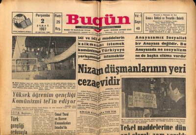 Bugün Gazetesi 2 Şubat 1967 - Nizam Düşmanlarının Yeri Cezaevidir GZ77574 - 1