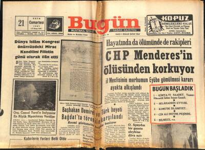 Bugün Gazetesi 21 Ekim 1967 - CHP Menderesin Ölüsünden Korkuyor GZ72300 - 2