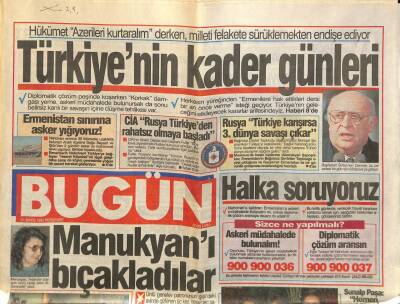 Bugün Gazetesi 21 Mayıs 1992 - Manukyanı Bıçakladılar GZ83352 - 1