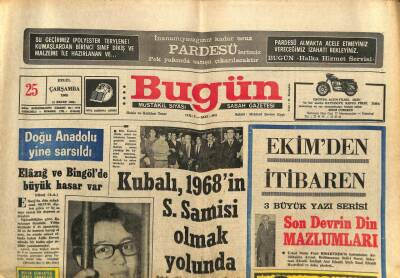 Bugün Gazetesi 25 Eylül 1968 - Doğu Anadolu Yine Sarsıldı GZ83602 - 1