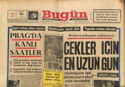 Bugün Gazetesi 27 Ağustos 1968 - Pragda Kanlı Saatler GZ83607 - 1