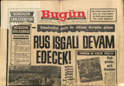 Bugün Gazetesi 28 Ağustos 1968 - Çekoslovakya Geçici Bir Sükunet Devresine Giriyor GZ83604 - 1