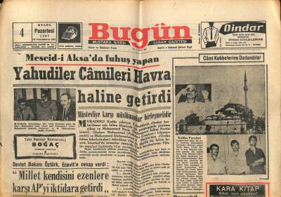 Bugün Gazetesi 4 Eylül 1967 - Yahudiler Camileri Havra Haline Getirdi GZ74832 - 1