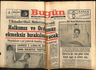 Bugün Gazetesi 4 Kasım 1967 - Dananın Kalbinden Alınan Parçayla Hayatı Kurtarılan Terzi İyileşti GZ74822 - 1