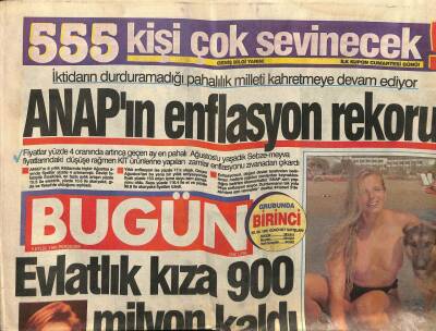 Bugün Gazetesi 5 Eylül 1991 - ANAPın Enflasyon Rekoru GZ75199 - 1