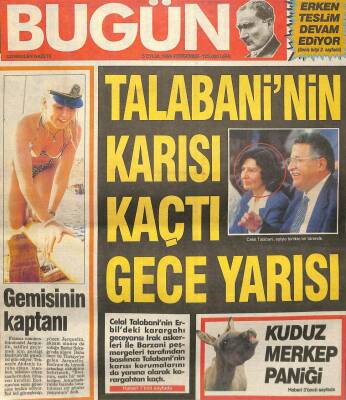 Bugün Gazetesi 5 Eylül 1996 - Talabaninin Karısı Kaçtı Gece Yarısı GZ75180 - 1