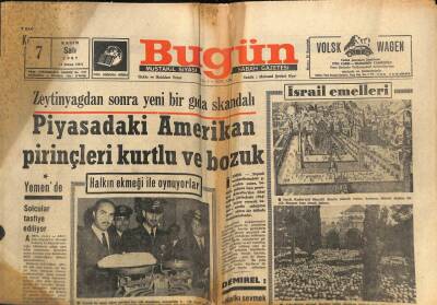 Bugün Gazetesi 7 Kasım 1967 - Piyasadaki Amerikan Pirinçleri Kurtlu Ve Bozuk GZ74828 - 1
