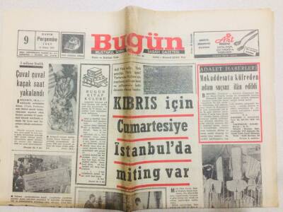 Bugün Gazetesi 9 Kasım 1967 - Kıbrıs İçin İstanbulda Miting Var GZ71003 - 1