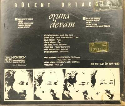 Bülent Ortaçgil * Oyuna Devam 1991 Göksoy İlk Baskı * ( İkinci El ) CD Müzik CD948 - 2