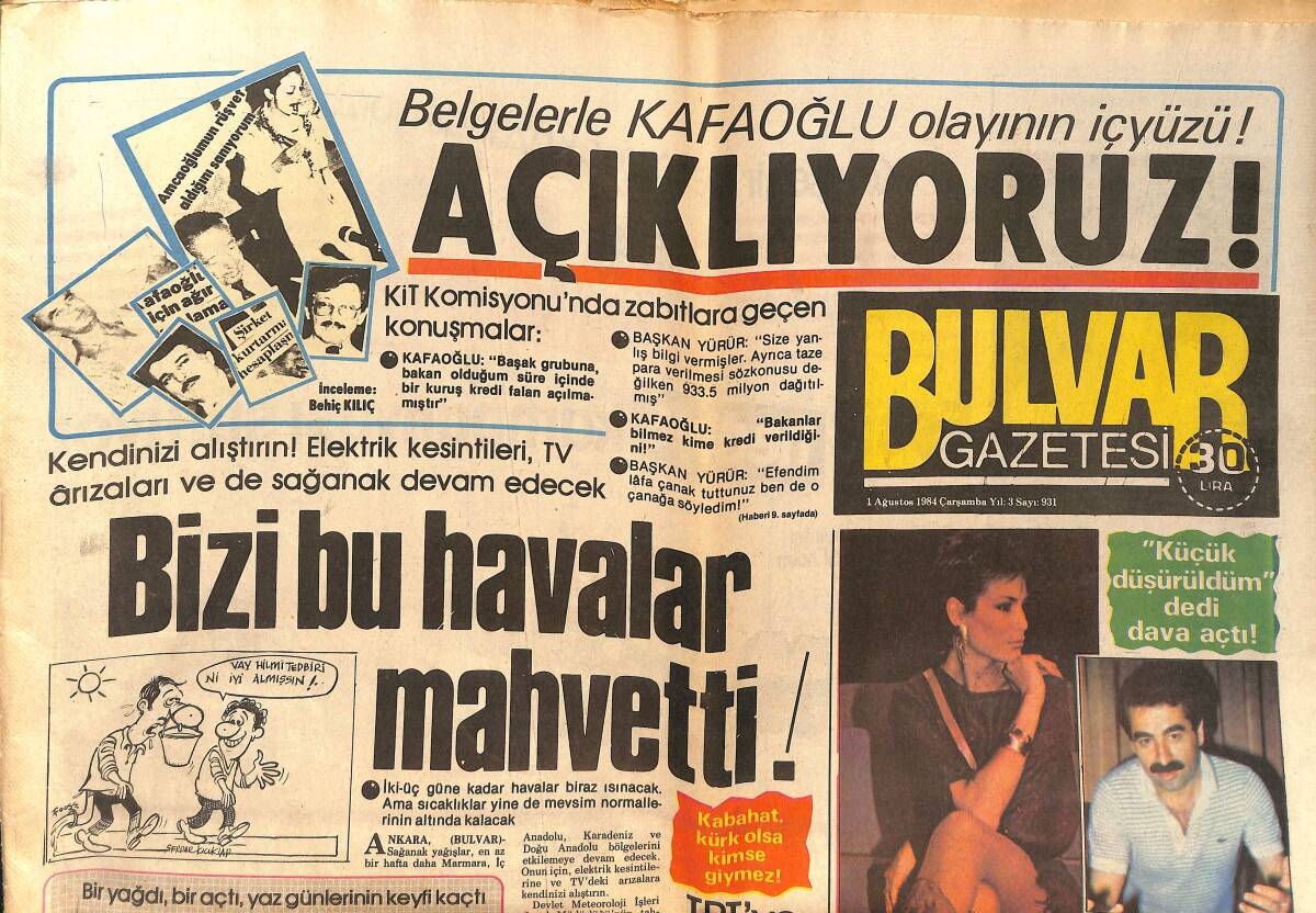 Bulvar Gazetesi 1 Ağustos 1984 - Alo Deterjan Reklamı - Diana Belini Doğrultamıyor GZ159398 - 3