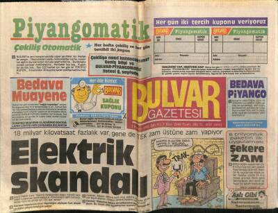 Bulvar Gazetesi 1 Kasım 1988 - Sıra Serpil Çakmaklıda GZ61365 - 1