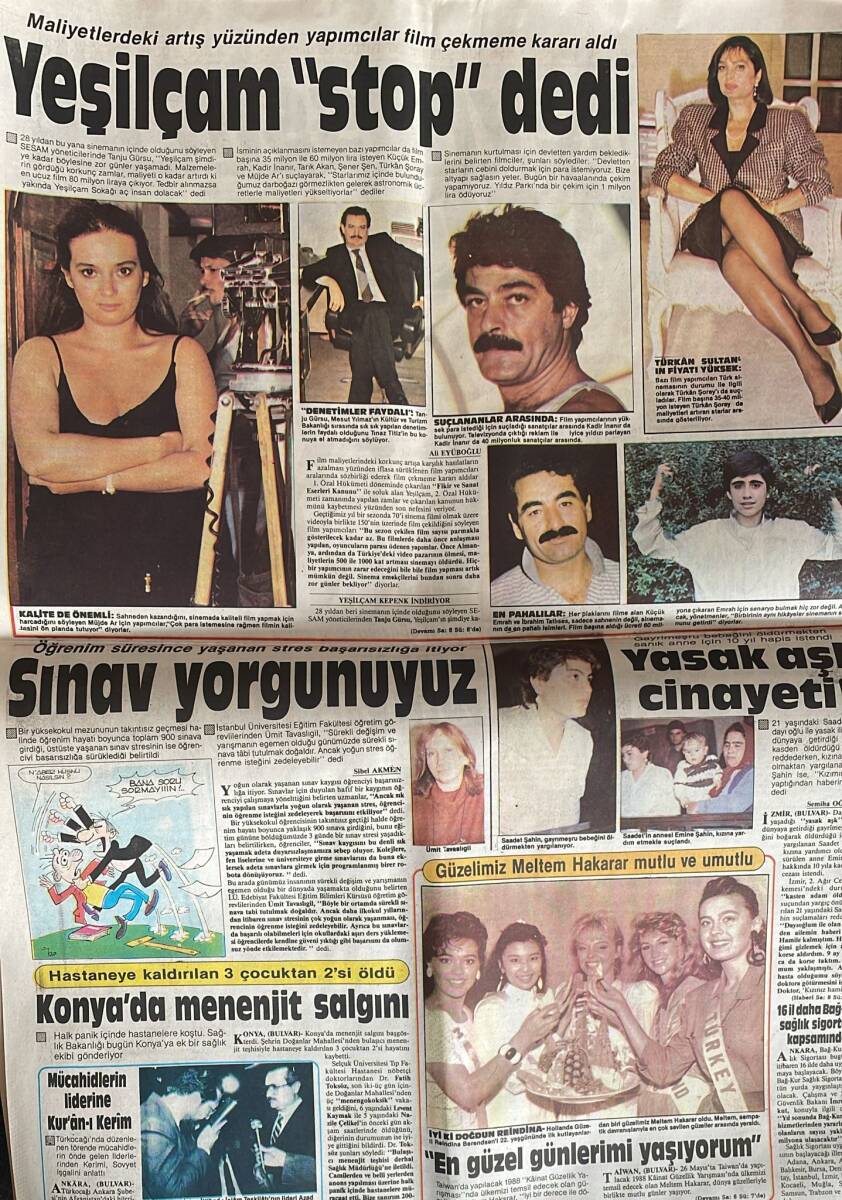 Bulvar Gazetesi 1 Mayıs 1987 - İnönü Ağa Sofrasında - Yeşilçam Stop Dedi - Türkan Sultan'ın Fiyatı Pahalı GZ153278 - 2