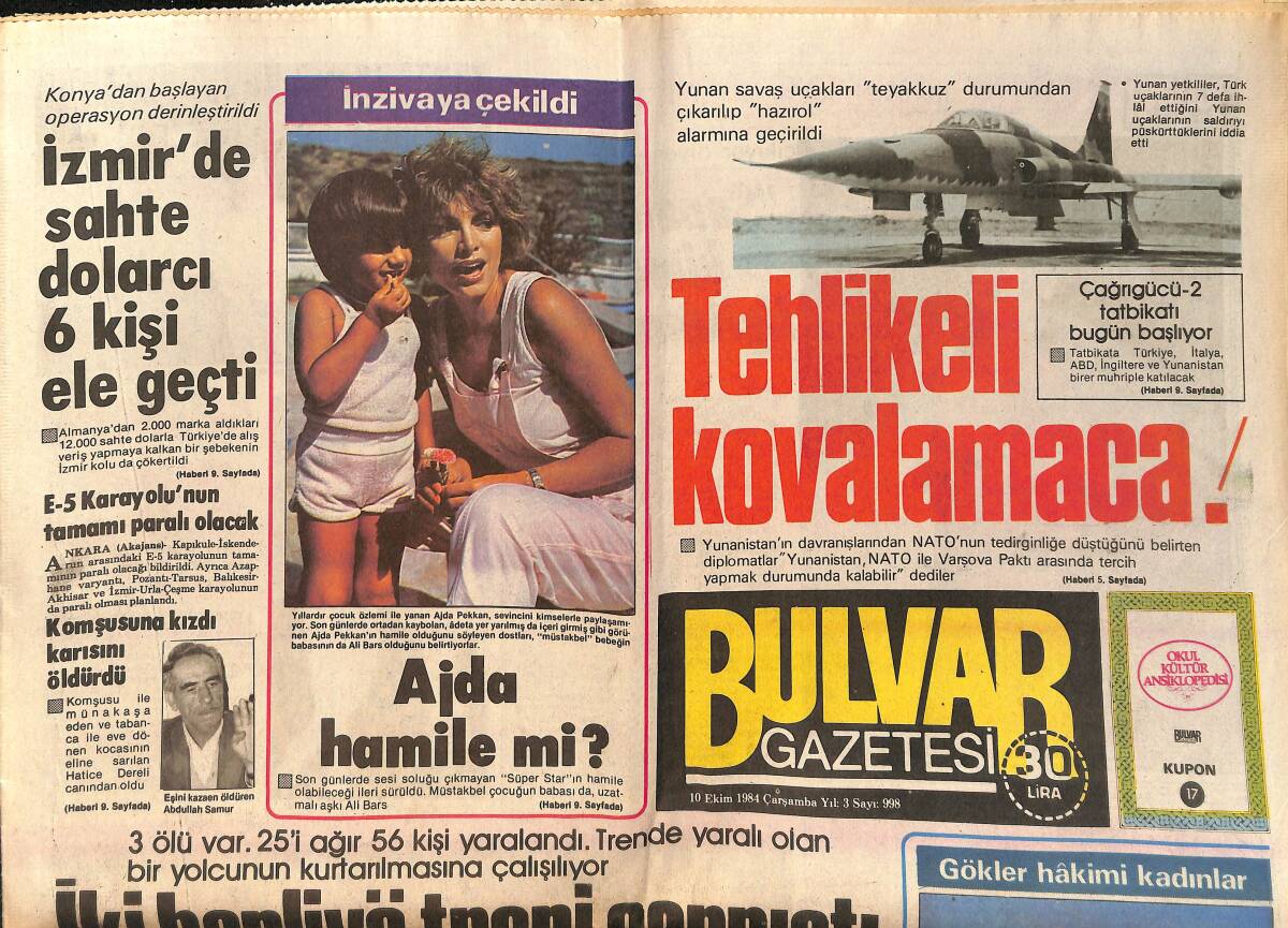 Bulvar Gazetesi 10 Ekim 1984 - Lowenbrau Bira Reklamı - Ajda Pekkan Hamile Mi ? GZ159393 - 1