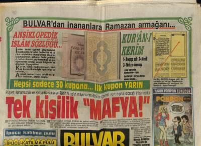 Bulvar Gazetesi 11 Nisan 1987 - Yaklaşık 2.5 Saat Sürecek Olan Programda Emel Sayın Yağdır Mevlam Su diyecek GZ62636 - 1