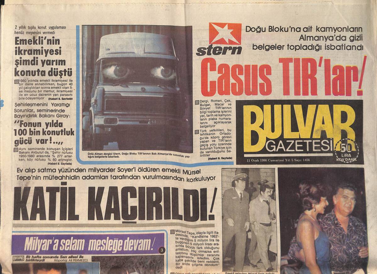 Bulvar Gazetesi 11 Ocak 1986 - Halen Ankara'da Olan Türkan Şoray-Cihan Ünal Çifti , Yeni Kararlar Arefesinde... GZ159256 - 1